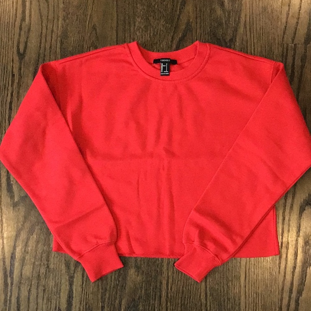 Forever 21 red crop top sweatshirt small NWOT